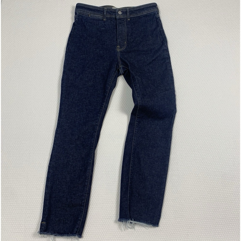 Everlane Way High Skinny Jeans Women's 30x27 Dark Blue Raw Hem Organic Cotton